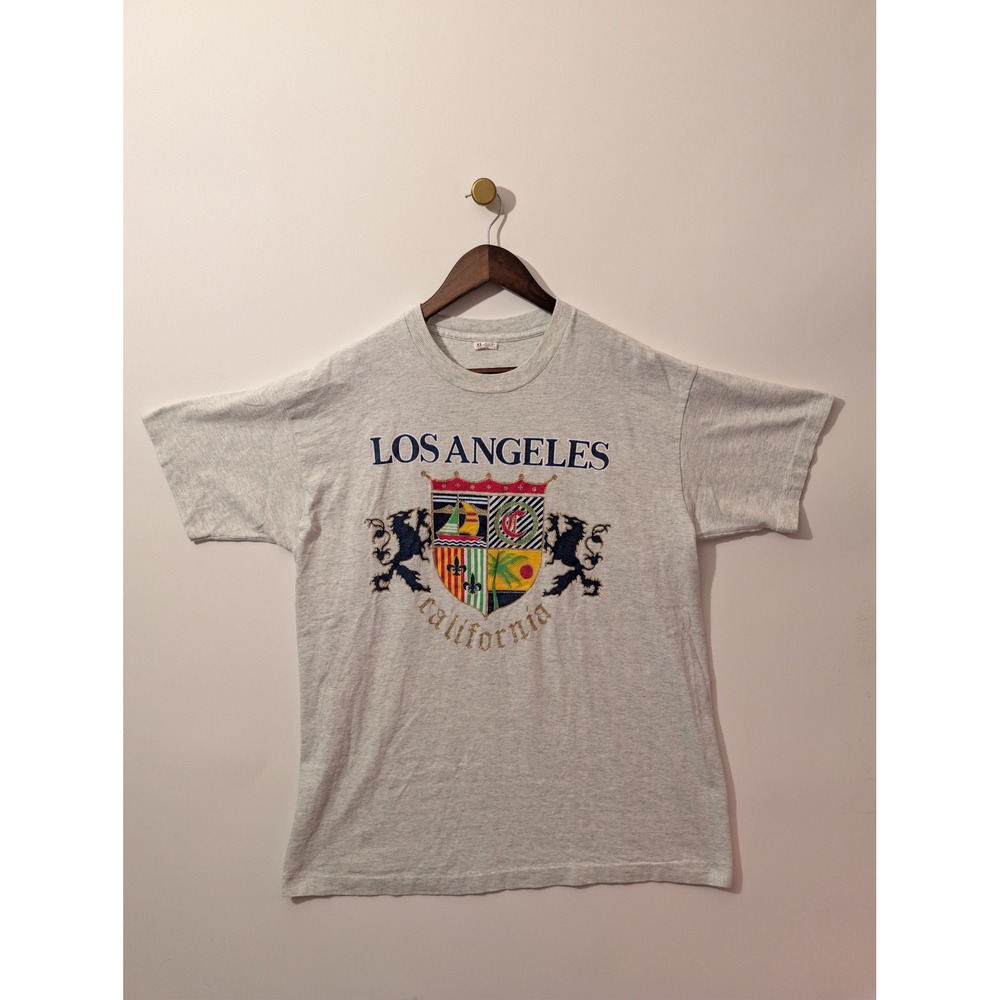 Vintage Los Angeles T-Shirt Mens XL Gray Excellent Graphic Crest California Tee